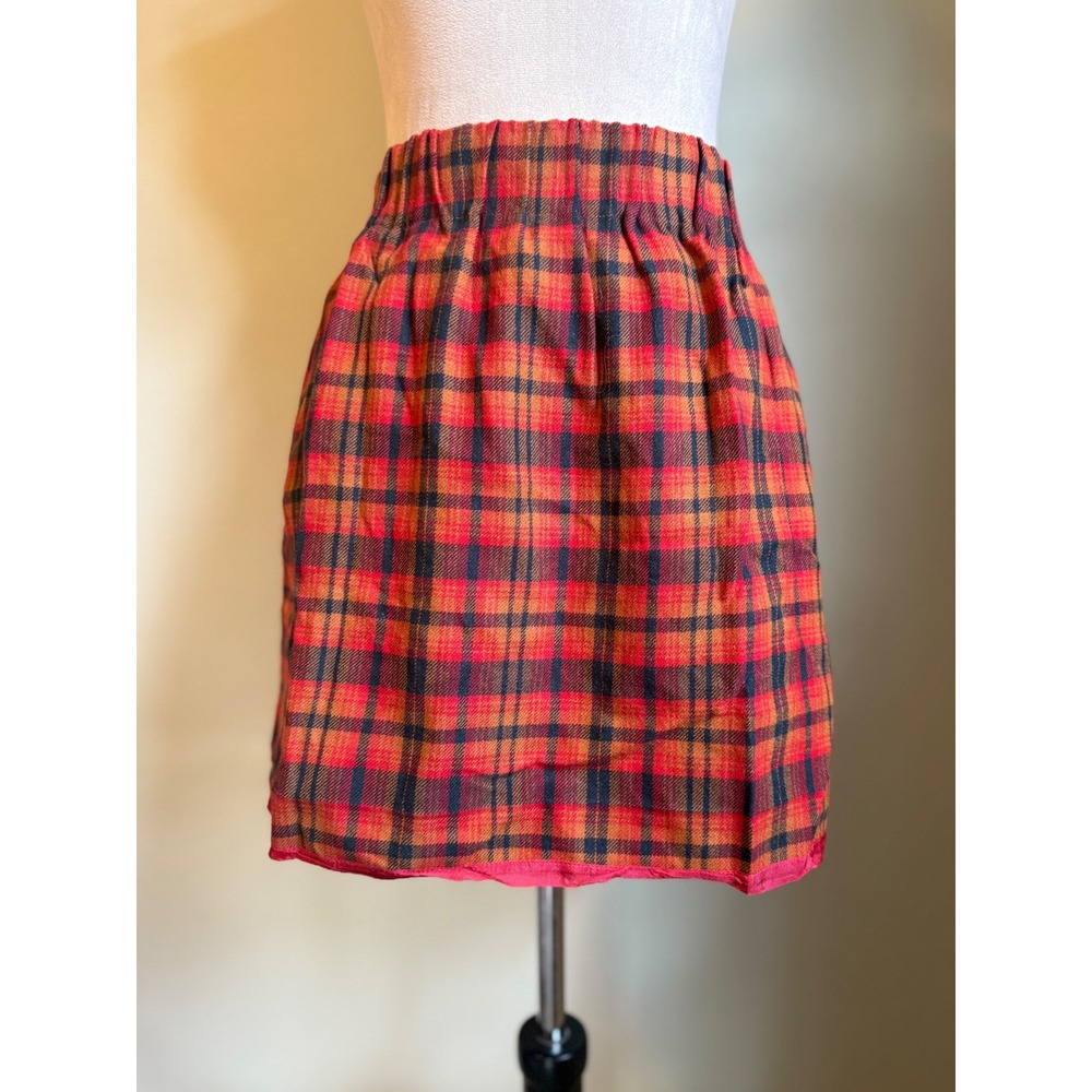 J. Crew Plaid Wool Blend y2k 2‎ Red Black Orange academia preppy whimsi boho